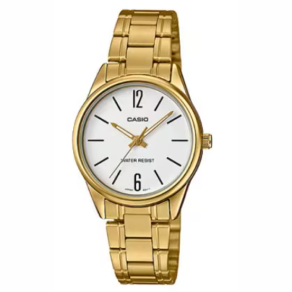Casio LTP-V005G-7BUDF Analog Gold Tone White Dial 3-Hand Analog Unisex Watch 